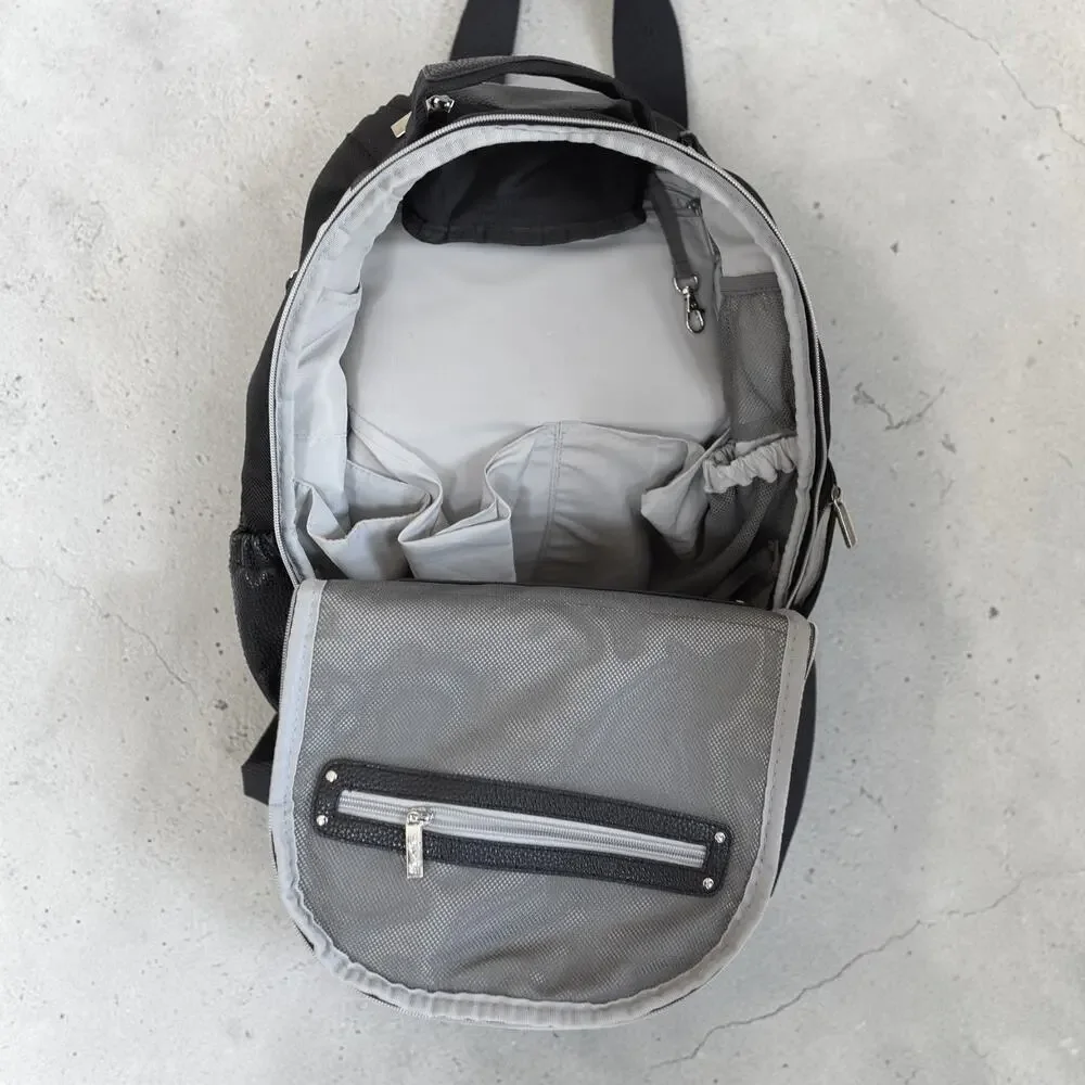 Itzy Ritzy Boss Backpack Diaper Bag Black Herringbone 19x12x7